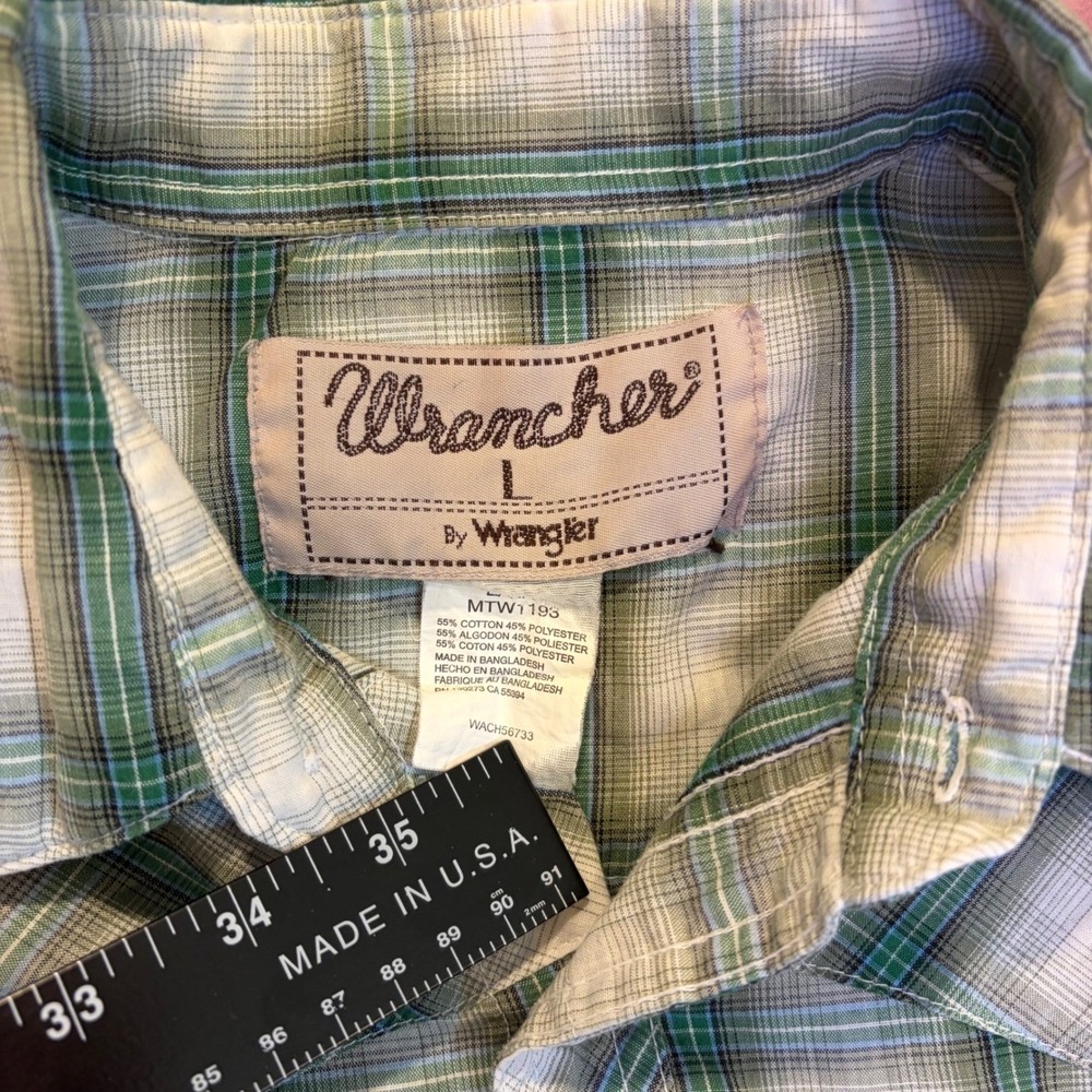 Wrancher by Wrangler Men Green Plaid Western Pearl Snap Shirt MTW1193 Large - Picture 2 of 4